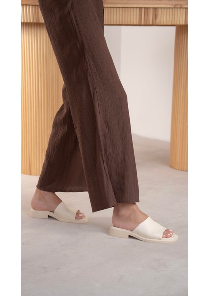 Rio Ekru Hakiki Deri Terlik