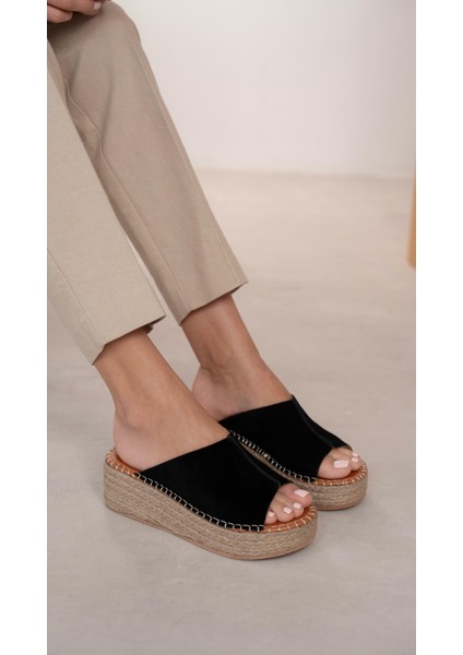 Ebue Siyah Süet Hakiki Deri Terlik fiyatları