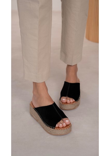 Ebue Siyah Süet Hakiki Deri Terlik fırsatları