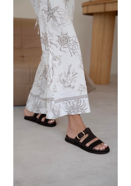 Vespa Kahve Süet Hakiki Deri Terlik modelleri