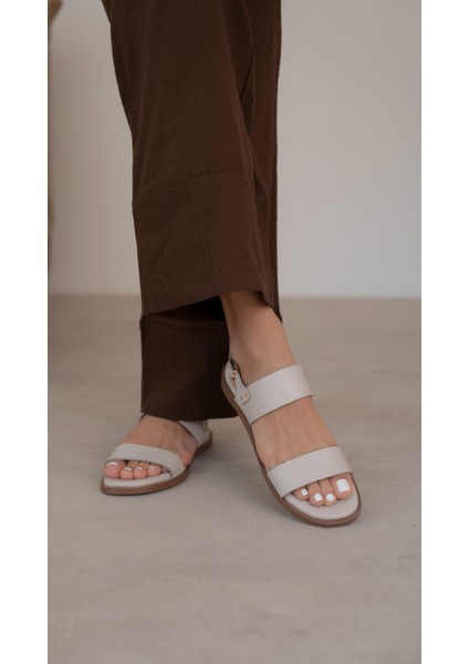 Telles Bej Hakiki Deri Kadın Sandalet