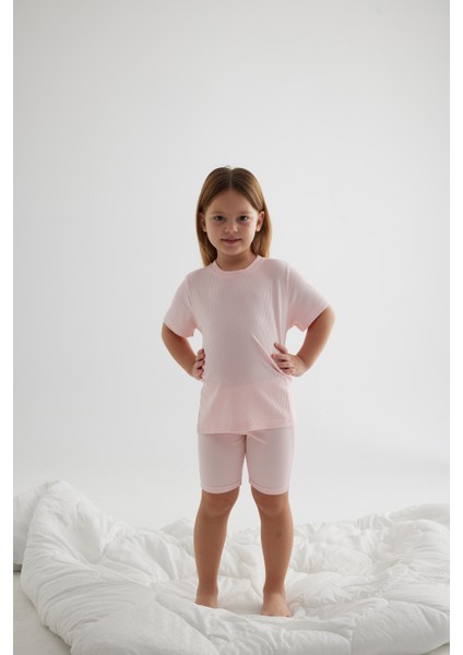 Kız Çocuk Modal Kaşkorse Kısa Kollu Taytlı Takım modelleri