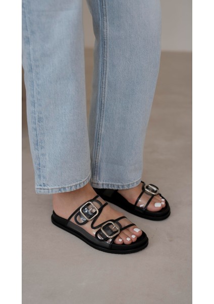 Gavi Siyah Şeffaf Hakiki Deri Terlik fırsatları