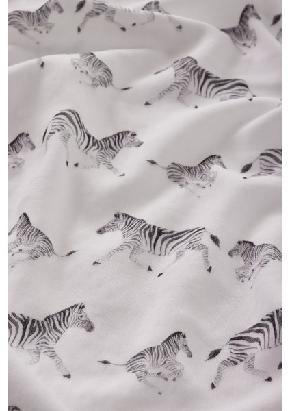 2 Katlı %100 Pamuk Müslin Bezi | 120x120 cm | Zebra Desen | Yenidoğan & Bebek Battaniyesi modelleri