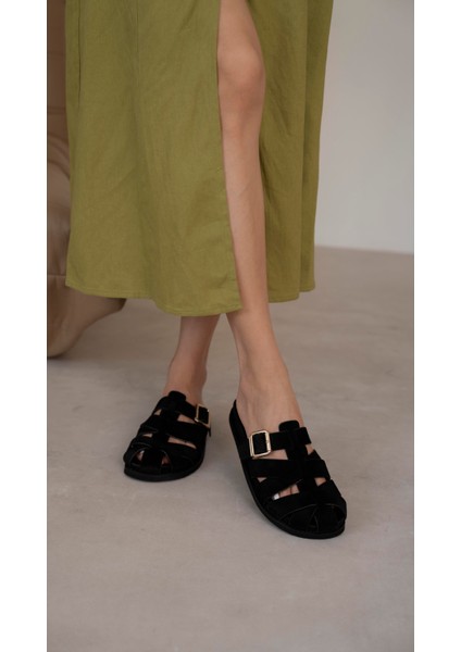 Riyad Siyah Süet Hakiki Deri Terlik fırsatları