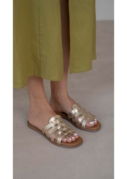 Savinyo Dore Hakiki Deri Kadın Terlik