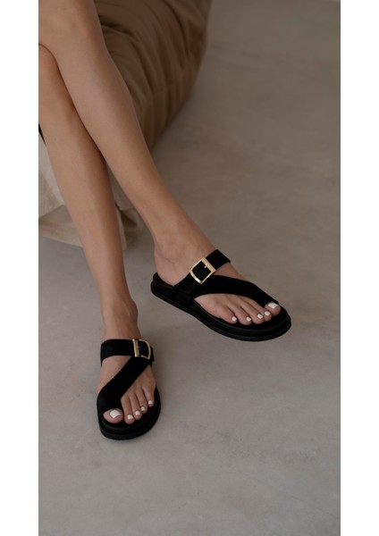 Yalinga Siyah Süet Hakiki Deri Terlik fiyatları