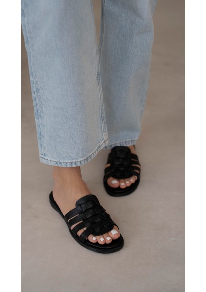 Savinyo Siyah Hakiki Deri Kadın Terlik fırsatları