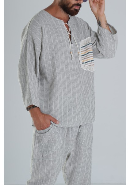 Yeşil Keten Pamuk Tasarım Şalvar Takım fiyatları