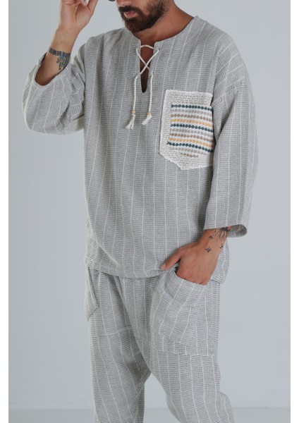 Yeşil Keten Pamuk Tasarım Şalvar Takım modelleri