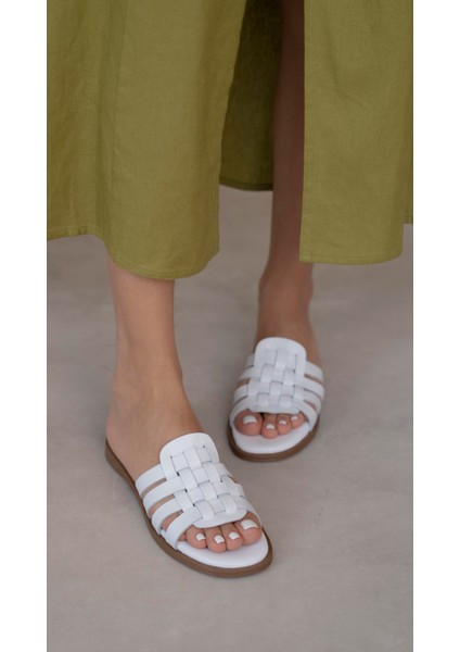 Savinyo Beyaz Hakiki Deri Kadın Terlik fiyatları