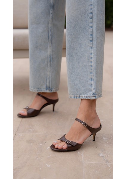 Kelvin Kahve Hakiki Deri Topuklu Ayakkabı modelleri