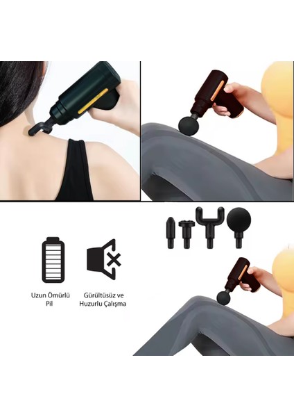 Darbeli Titreşimli Şarjlı Sporcu Masaj Tabancası Masaj Aleti Kas Egzersiz Aleti