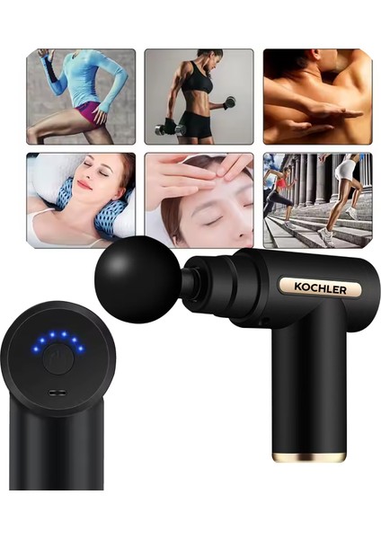 Darbeli Titreşimli Şarjlı Sporcu Masaj Tabancası Masaj Aleti Kas Egzersiz Aleti