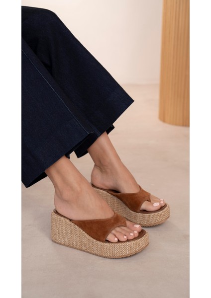 Siena Taba Süet Hakiki Süet Kadın Terlik modelleri