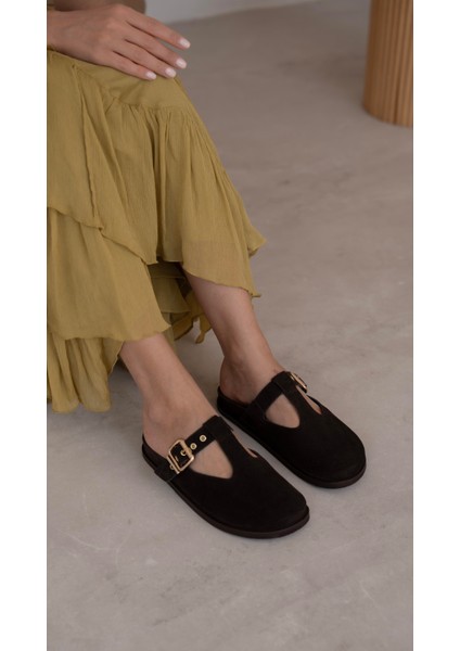 Timu Kahve Süet Hakiki Deri Terlik modelleri