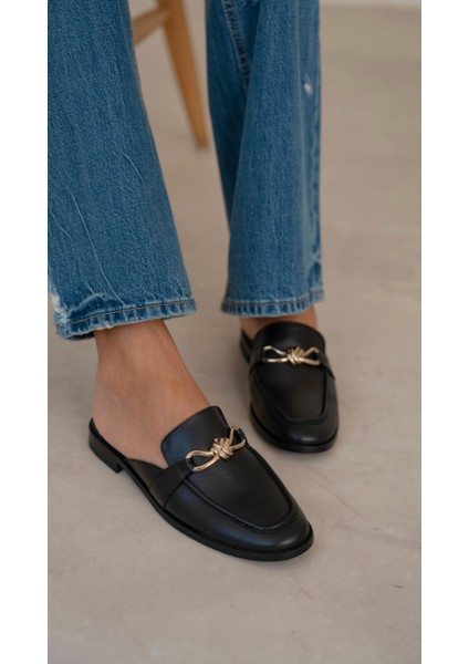 Vernon Siyah Hakiki Deri Terlik modelleri