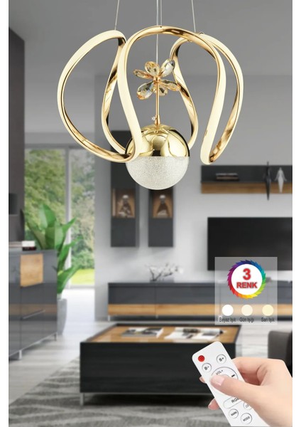 Kumandalı Bigiee Ledli Üç Renk Gold Lüx Modern Led Avize fiyatları