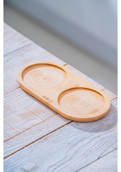 Bambu Iki Bölmeli Sunumluk - 19.5 cm