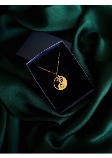 Gold Renk Yin Yang Tasarımlı 316L Paslanmaz Çelik Hayat Ağacı modelleri