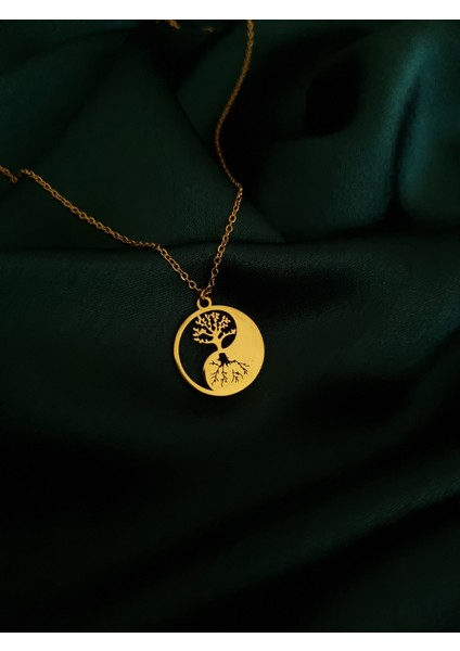 Gold Renk Yin Yang Tasarımlı 316L Paslanmaz Çelik Hayat Ağacı fiyatları