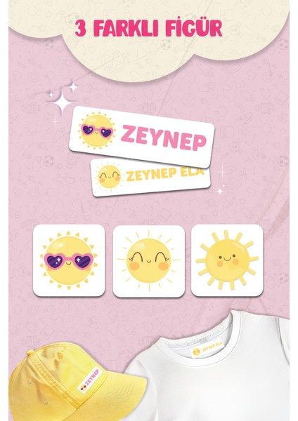 Kıyafet Etiketi - Okul Kıyafetlerine Kişiye Özel 30 Saniyede Kolay Uygulama Yıkanabilir -Güneş Figür fiyatları