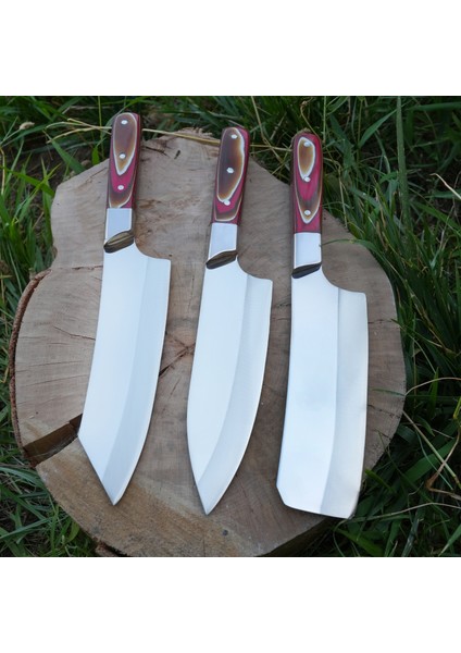 Şef Bıçağı Seti 3'lü - Deri Çantalı