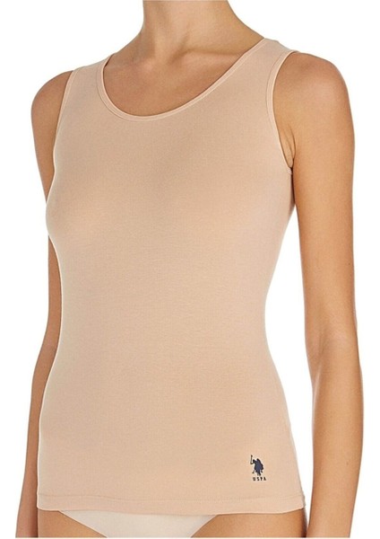 Lisanslı %47 Pamuk - %47 Modal Kadın Kalın Askılı Atlet 2 Adet / Ten