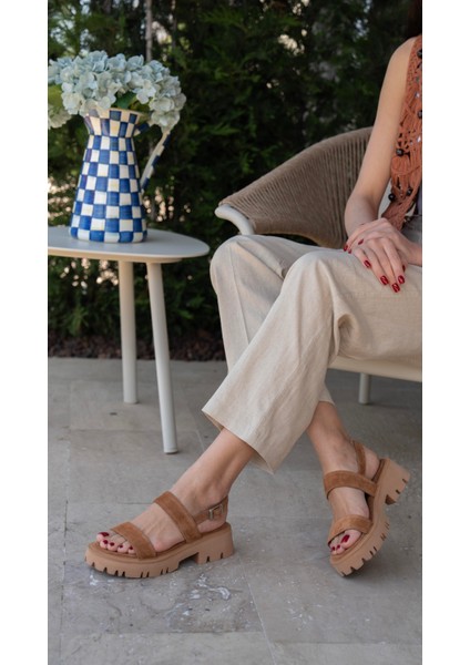 Winona Taba Süet Hakiki Deri Kadın Sandalet