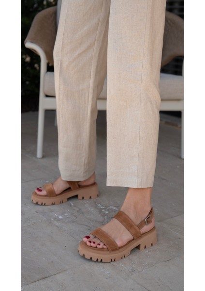 Winona Taba Süet Hakiki Deri Kadın Sandalet