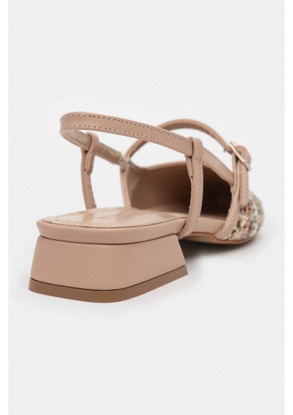 X-Harmony Hasır Renkli Kemer Detay Sivri Burun Kısa Topuklu Kadın Babet fırsatları