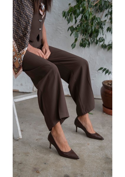 Brant Kahve Hakiki Deri Topuklu Ayakkabı modelleri