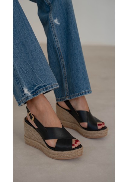 Jordy Siyah Hakiki Deri Sandalet fırsatları