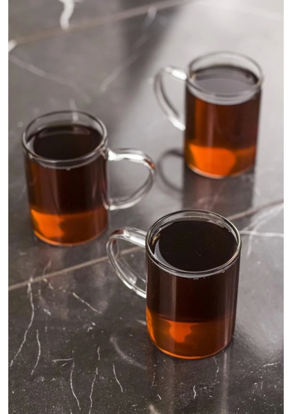 6'lı Borosilikat Isıya Dayanıklı Termısıl Cam Kupa Bardak (6 x 200 Ml)