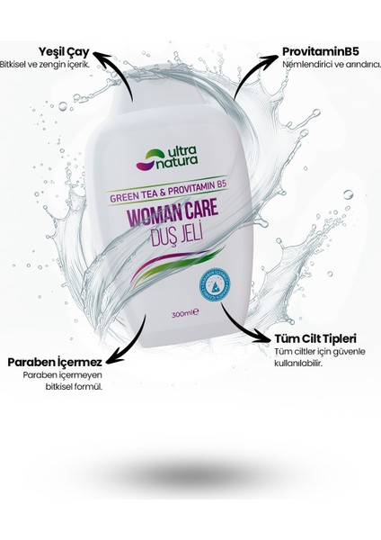 Green Tea & Provitamin B5 Içeren Kadın Duş Jeli - 300 ml fiyatları