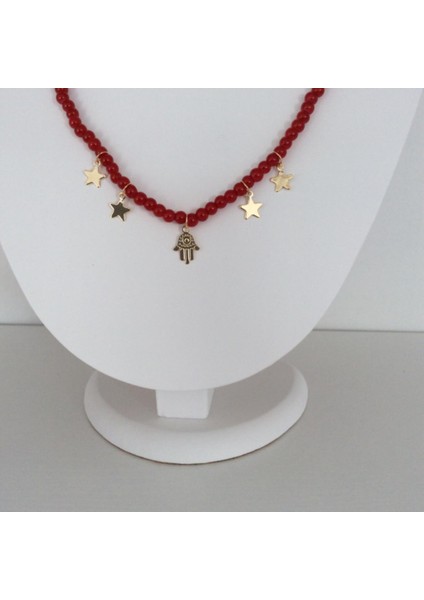 Parlak Kırmızı Boncuklu Kolye fiyatları
