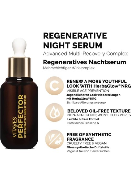 Herbaglow Nrg ve Hiyalüronik Asit Içeren Gece Serumu, Yüz Bakımı Için Yenileyici Etki 30 ml fiyatları