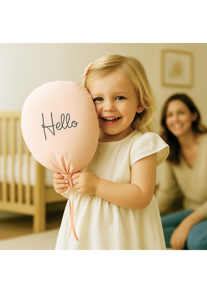 Balon Dekoratif Yastık – Hello Baskılı, Rabbit Serisi, Bebek ve Çocuk Odası Için