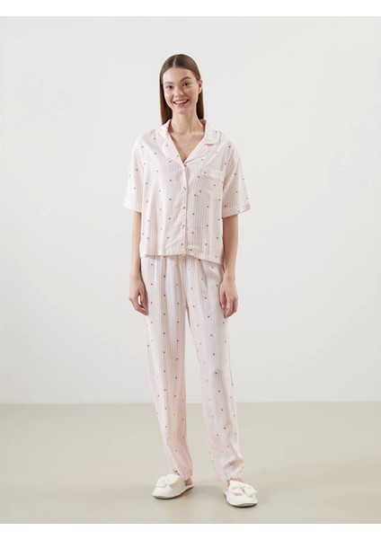 Lcw Dream Pembe Gömlek Yaka Baskılı Kadın Pijama Takımı
