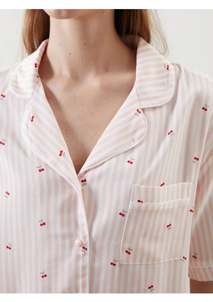 Lcw Dream Pembe Gömlek Yaka Baskılı Kadın Pijama Takımı modelleri