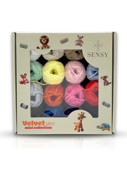 Velvet Slim Mini Kutu Örgü İpliği Kadife İp Amigurumi İpliği 16 Adet El Örgü İpliği