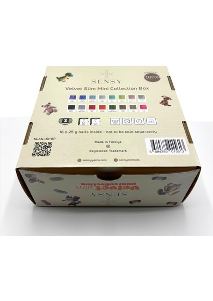 Velvet Slim Mini Kutu Örgü İpliği Kadife İp Amigurumi İpliği 16 Adet El Örgü İpliği