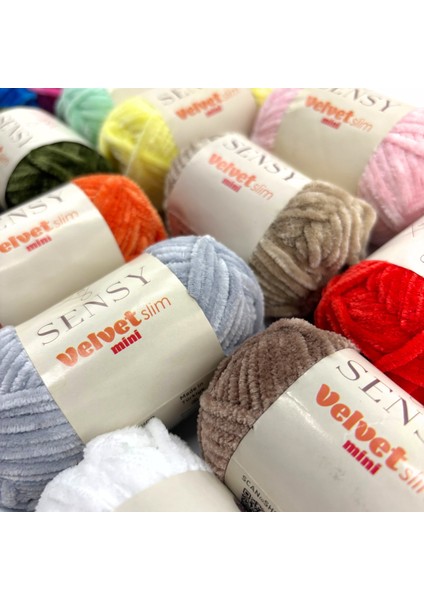 Velvet Slim Mini Kutu Örgü İpliği Kadife İp Amigurumi İpliği 16 Adet El Örgü İpliği