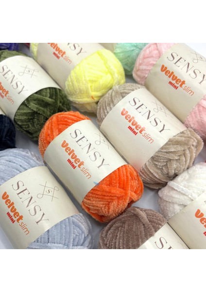 Velvet Slim Mini Kutu Örgü İpliği Kadife İp Amigurumi İpliği 16 Adet El Örgü İpliği