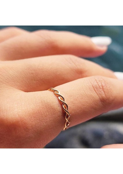 Gümüş Yüzük - İnce Örgü Minimal Tasarım 925 Ayar Gümüş Alyans-Örgü Minimal Yüzüğü-Hediye Gümüş Yüzük