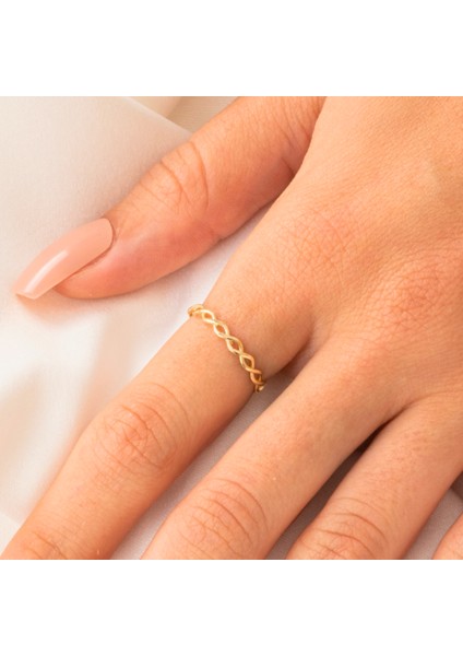 Gümüş Yüzük - İnce Örgü Minimal Tasarım 925 Ayar Gümüş Alyans-Örgü Minimal Yüzüğü-Hediye Gümüş Yüzük