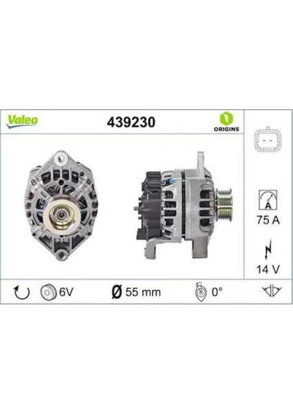 12V Alternatör Dinamo 75 A (Soketli) (L) Renault Clıo/megane/kangoo 1.9