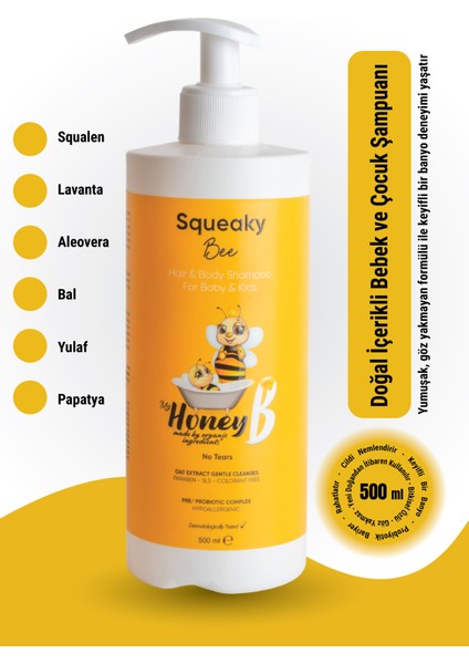 Squeaky Bee Saç Vücut Şampuanı 500 ml