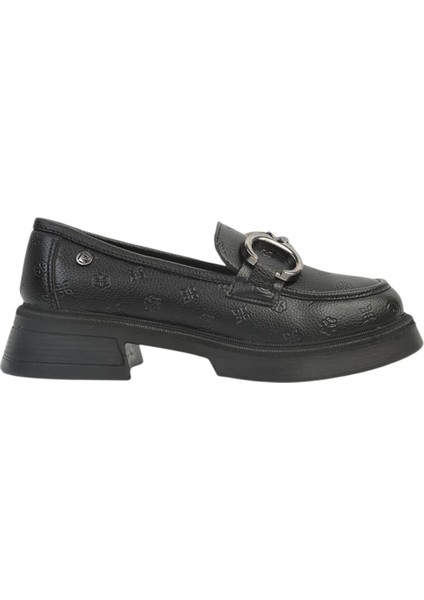Kadın Siyah Baskı Loafer Günlük Ayakkabı
