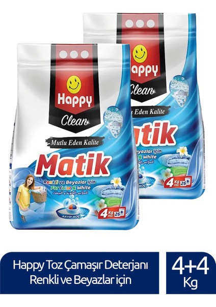 Clean Toz Çamaşır Deterjanı Renkli ve Beyazlar İçin 4 kg x 2 Adet